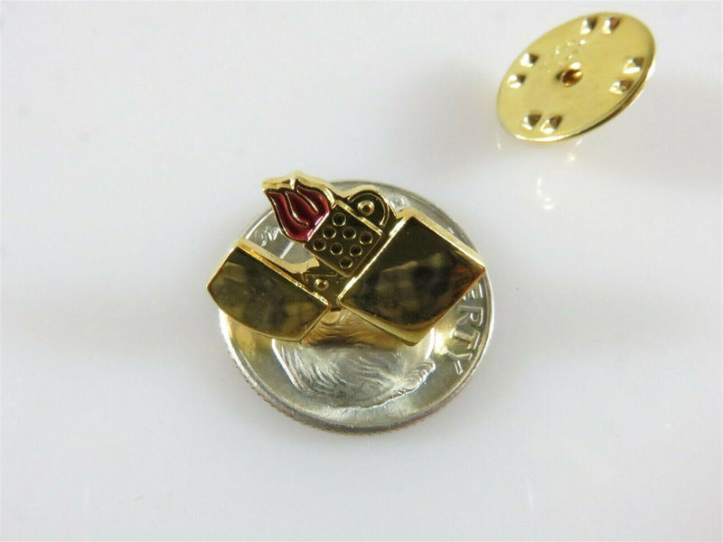Gold Wash Red Enamel Zippo Lighter Lapel Pin - Just Stuff I Sell