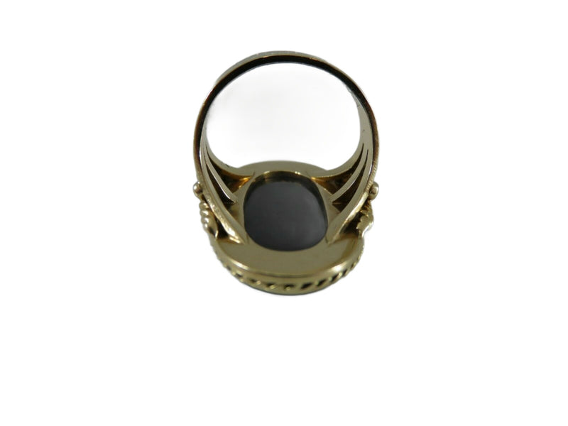 Victorian 14K Gold Onyx Twisted Wire Signet Ring Bold Gothic Gold Ring SZ 5.25 - Just Stuff I Sell