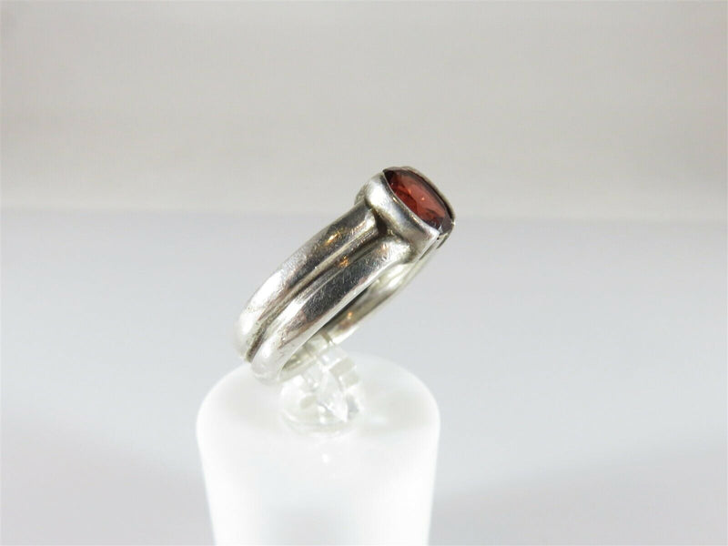 Sterling Silver Double Band Style Oval Garnet Ring Size 6.25 - Just Stuff I Sell