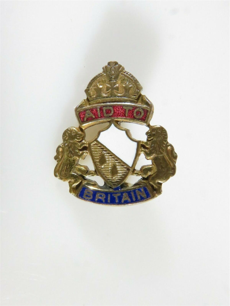 Vintage Official Pin Aid to Britain Enameled Collar Pin FP By Karu Rare - Just Stuff I Sell