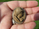 Antique High Relief Chocolate Lava Cameo Athena In Profile Artist Signed - Just Stuff I Sell