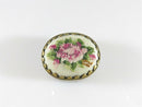 Cloisonne Brass & Enamel Floral Trinket Snuff Box Hinged Woven Decor Lid - Just Stuff I Sell