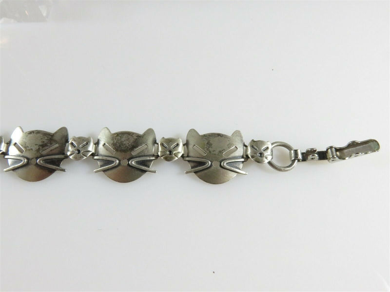Vintage Beau Sterling Silver Cat Link Bracelet and Matching Drop Earrings Set - Just Stuff I Sell