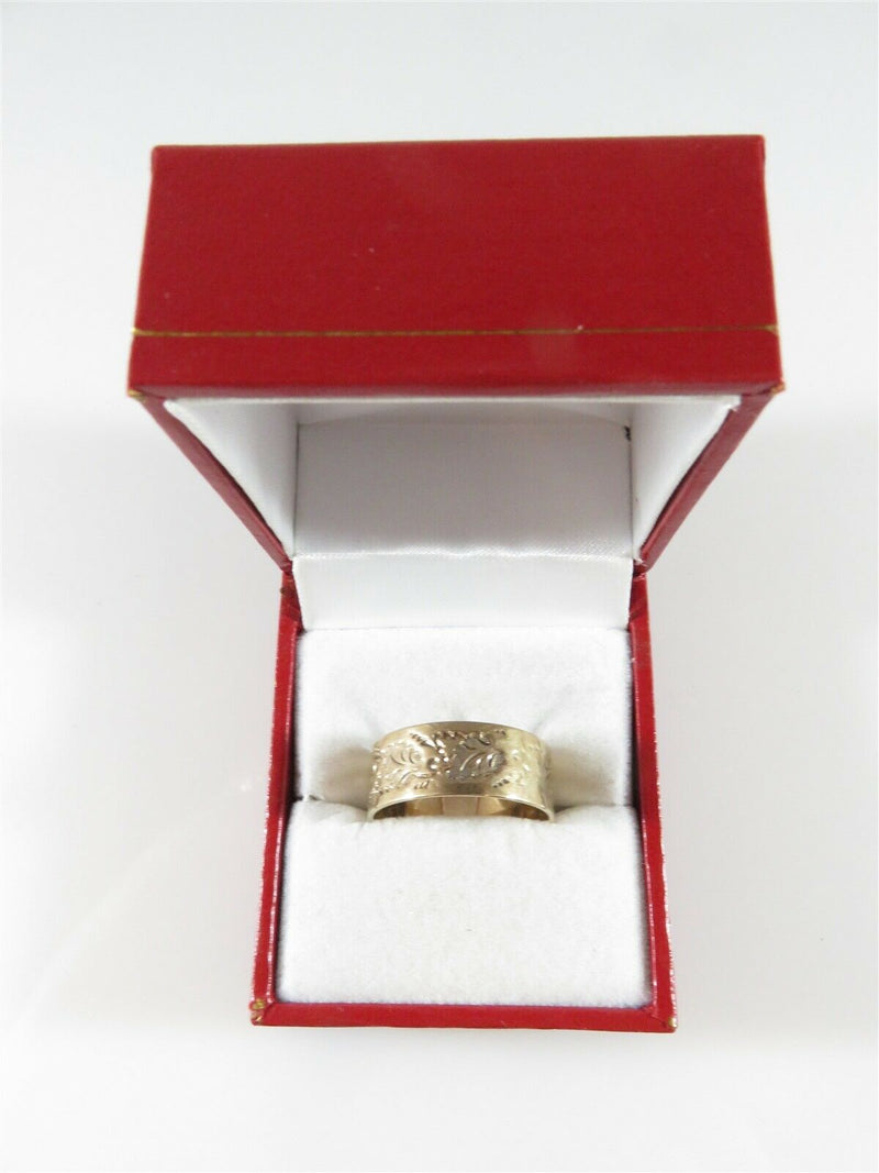 Victorian Mens 8.17mm Wedding Band Size 9.5 Rose Gold Chamfered Leaf Design - Just Stuff I Sell