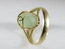 14K Gold Carved White Jadeite Jade with Green Nephrite Highlights Size 8.75 - Just Stuff I Sell