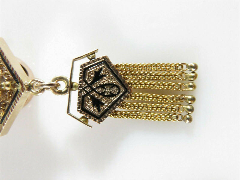 Victorian Necklace Slide with Seed Pearls, Enamel & Chain Dangles 2" x 1" 4.6mm - Just Stuff I Sell