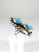 Navajo Sleeping Beauty Turquoise Sterling Pointer Finger Ring Snd JJ Sz 5.5 - Just Stuff I Sell