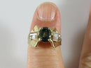 14K Solid Gold Blue Green Topaz Cocktail Ring Mid Century Size 4.25 JHL - Just Stuff I Sell