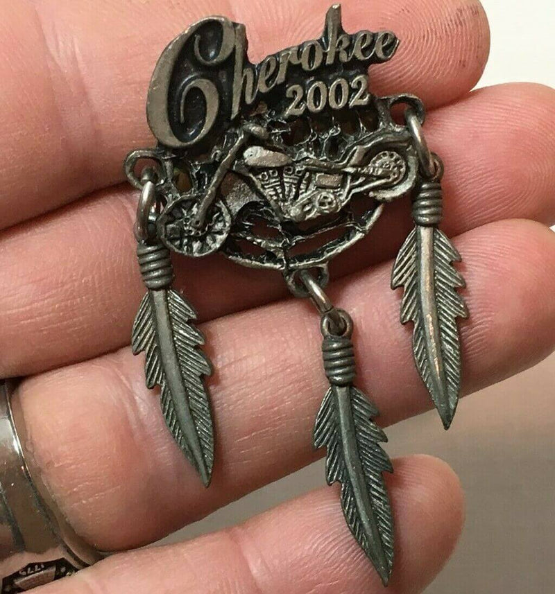 2002 Cherokee Motorcycle Riding Vest Pin Pewter Color Metal - Just Stuff I Sell