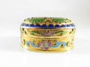 Hinged Cloisonne Brass & Enamel Floral Trinket Snuff Box Gold Gilt Water Lily - Just Stuff I Sell