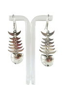 Estate Sterling Silver Fish Bone Head Tail Skeleton Articulated Earrings Mexico - Just Stuff I Sell