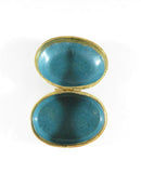 Hinged Cloisonne Brass & Enamel Floral Trinket Snuff Box Gold Gilt Water Lily - Just Stuff I Sell