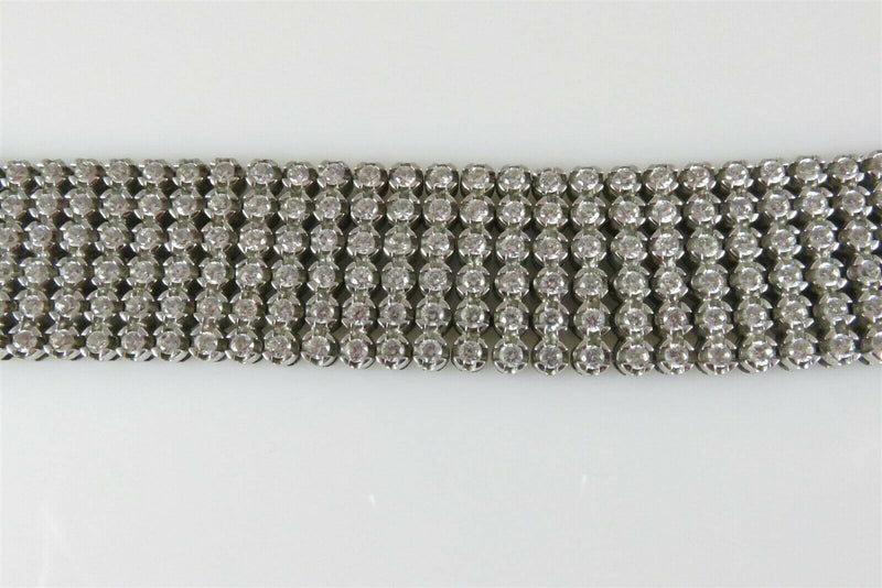 Heavy 79 Gram Sterling Silver & CZ Bracelet; REL 925 7/8" w x 9"L - Just Stuff I Sell