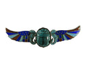 Antique Egyptian 800 Silver Enameled Scarab Brooch Enameled Wings of Horus - Just Stuff I Sell