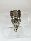 Garnet and Polished Stone Beaded Bracelet Vintage Sterling Silver Faceted 4mm - Just Stuff I Sell