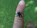 Stunning Rose Gold Blue Sapphire Solitaire Fancy Belcher Buttercup Setting - Just Stuff I Sell