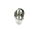 Fav Vintage Gray Pearl Brutalist Artisan Sterling Silver Ring 5.25 Signed — Jewelry & Watches:Fine Jewelry:Fine Rings:Other F