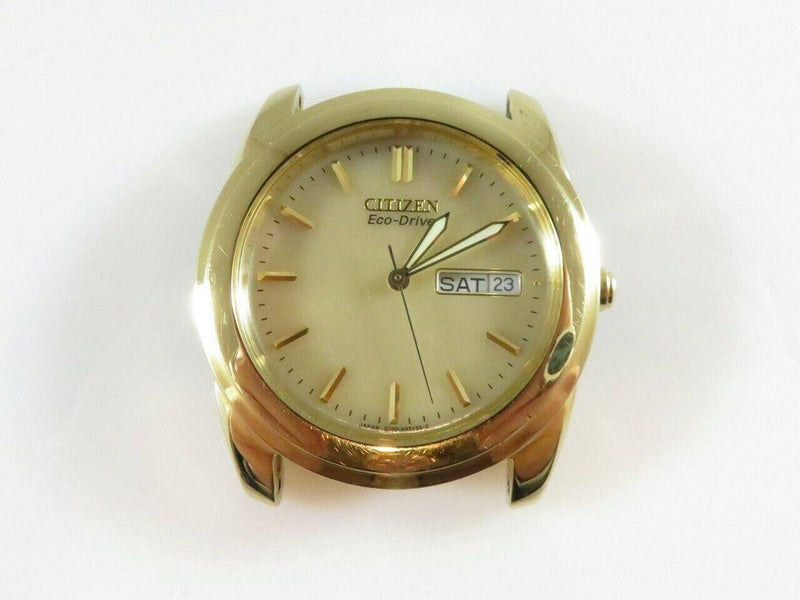 Citizen Eco Drive Gold Tone Watch Head E100-H25721 HSW Running Day Date - Just Stuff I Sell
