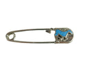 Crushed Turquoise Mustang Horse Themed Safety Pin 3 1/4" Alternative Key Chain - Just Stuff I Sell
