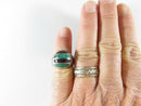 Malachite & Black Inlay Sterling Silver Ring Ring Size 7.5 - Unisex - Taxco Ring - Just Stuff I Sell