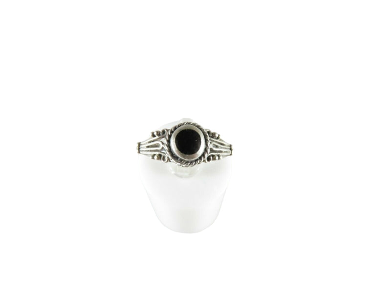 Southwestern Ring Filigree & Rope Style Round Onyx Sterling Silver Ring Size 4.5 - Just Stuff I Sell