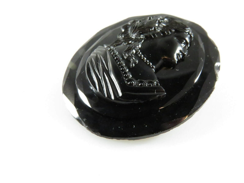 Antique Victorian Faceted Glass Cameo Mourning Brooch Multi Layered French Jet - Just Stuff I Sell