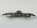 Antique Egyptian 800 Silver Enameled Scarab Brooch Enameled Wings of Horus - Just Stuff I Sell