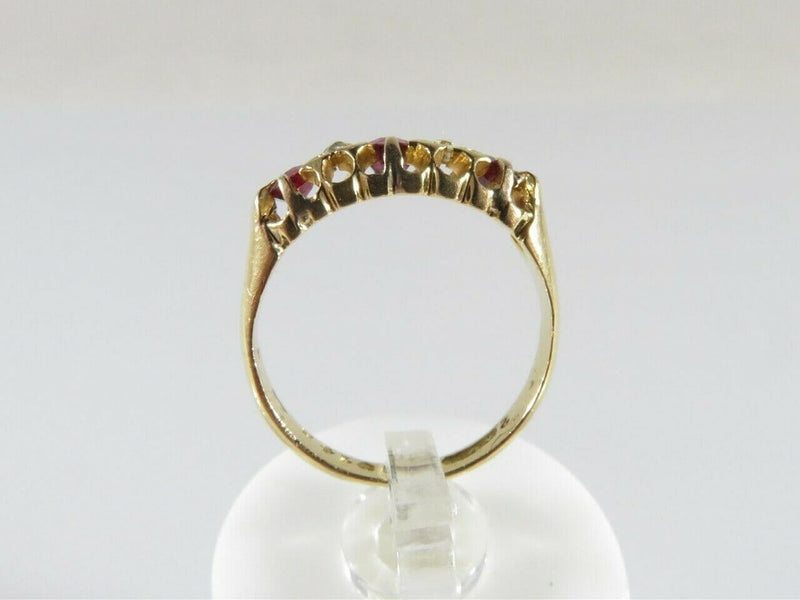 Circa 1890 18K Yellow Gold Diamond Pink Ruby Ring Size 4.25 - Just Stuff I Sell