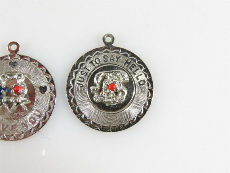 Vintage Elco Sterling Silver Charms I love & Just To Say Hello - Just Stuff I Sell
