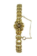 Antique Victorian Krementz Style 7" Long 14K Gold Floral Crescent Moon Link Bracelet — Jewelry & Watches:Vintage & Antique Je