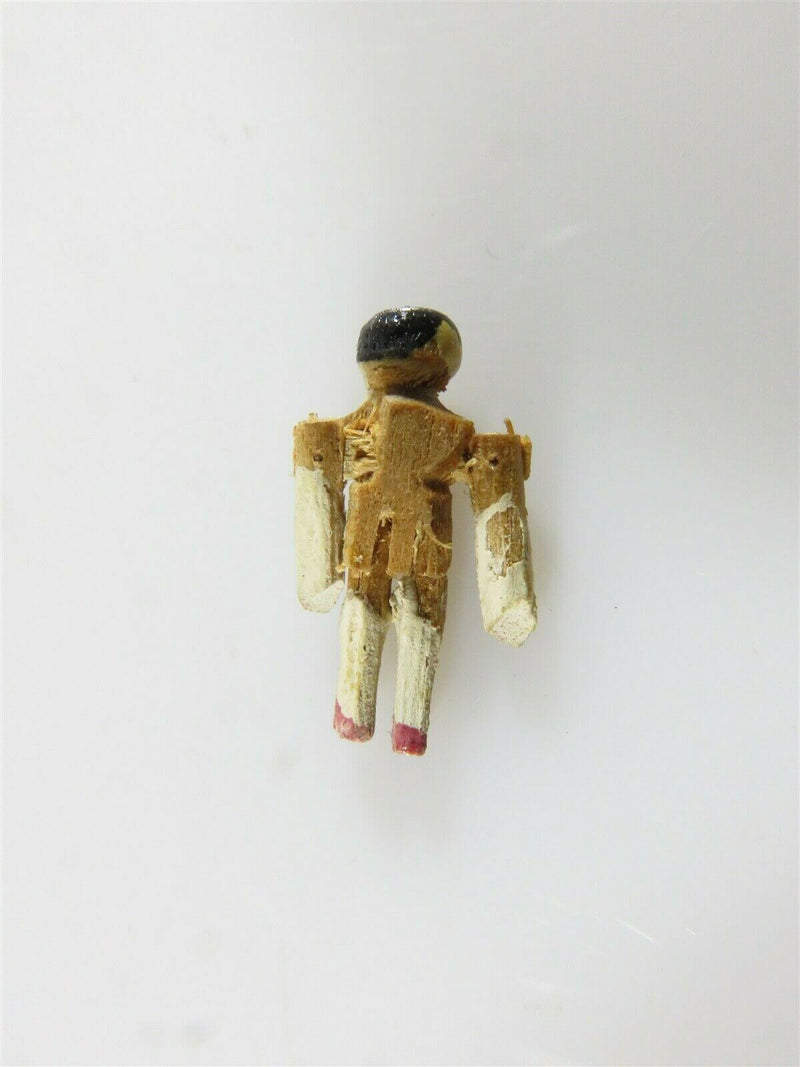 19th Century Miniature Painted Wood Doll 9/16" H Made of Tiny Wood Articulated - Just Stuff I Sell