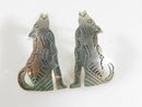 Hand Worked Unsigned Navajo Sterling Silver Figural Wolf Earrings Pierced Ears - Just Stuff I Sell