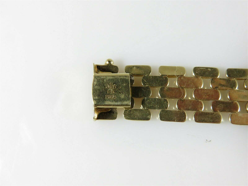 14K Yellow Gold 5 Row Panther Bracelet Unisex 15 Gram 7.5" Etched Link Bracelet - Just Stuff I Sell