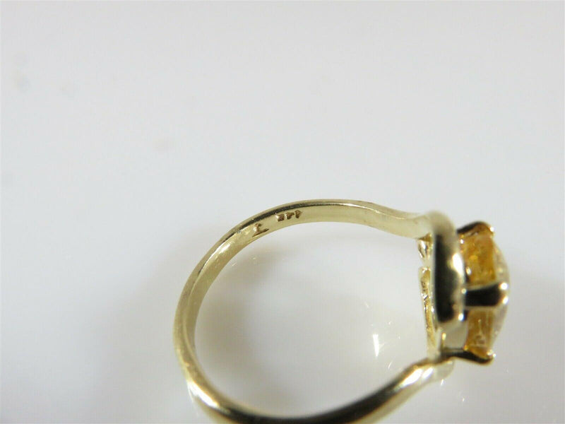 14K Yellow Gold Oval Yellow Citrine and Diamond Accented Ring Size 4.5 - Just Stuff I Sell