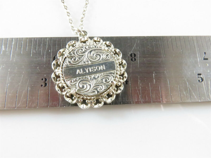 Sterling Silver Coin Alyison Vanity Name Pendant CUNO with Sterling Chain - Just Stuff I Sell