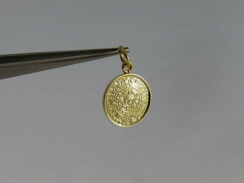 14K Yellow Gold Acapulco Coin Style Mayan Calendar Scenic Travel Charm/Pendant - Just Stuff I Sell