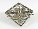 Diamond Form Scarf Pin Pierced Filigree European 800 Silver 1 1/4" 3.5g - Just Stuff I Sell