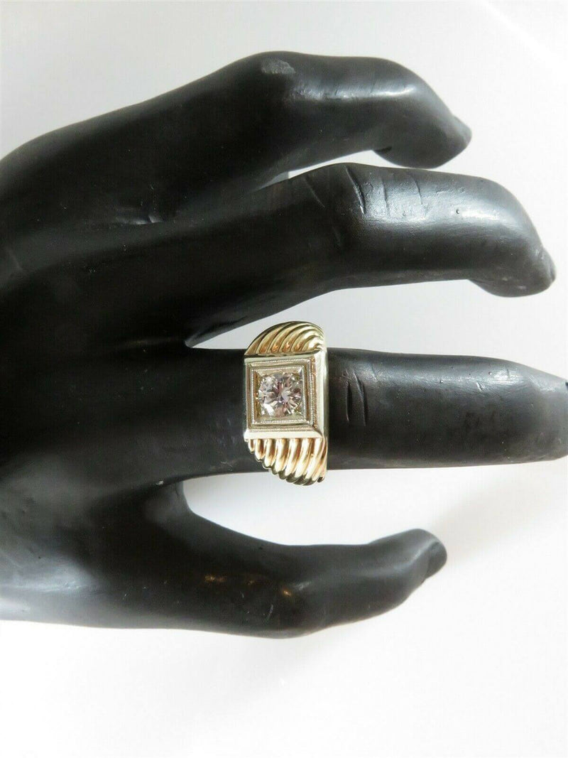 14K Yellow Gold 1/2 Carat Diamond Solitaire Men's Ring Size 8.75 Mid Century - Just Stuff I Sell