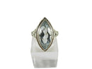 18K White Gold Filigree Navette Marquise Aquamarine Art Deco Ring Size 6 — Jewelry & Watches:Vintage & Antique Jewelry:Fine:A