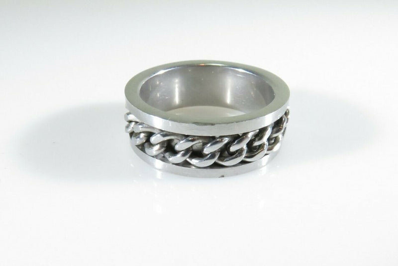 Very Cool Chain Spinner Men's Ring Band Silver Tone Size 8.75 - Just Stuff I Sell