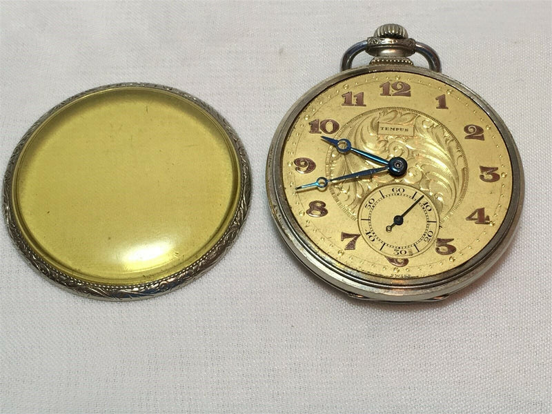 Vintage Art Deco Moeris Tempus Pocket Watch W.My 2ADJts Swiss 17 Jewels - Just Stuff I Sell