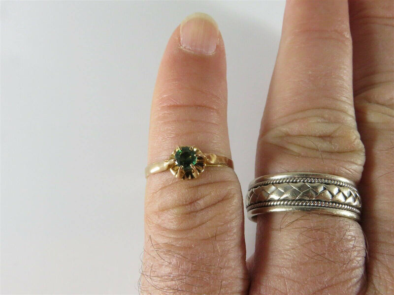 Antique 19K French Garnet Doublet Solitaire Buttercup Wedding Ring Size 8.5 - Just Stuff I Sell