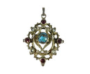 Sterling Dragon Pendant Austro Hungarian Revival Tourmaline, Pearl & Cabochon Turquoise — Jewelry & Watches:Vintage & Antique