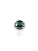 Malachite & Black Inlay Sterling Silver Ring Ring Size 7.5 - Unisex - Taxco Ring - Just Stuff I Sell