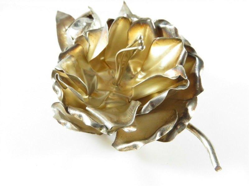 Vintage Taxco Mexico .999 Silver Flower Brooch Made of Silver Sheets 4" x 2 1/4" - Just Stuff I Sell