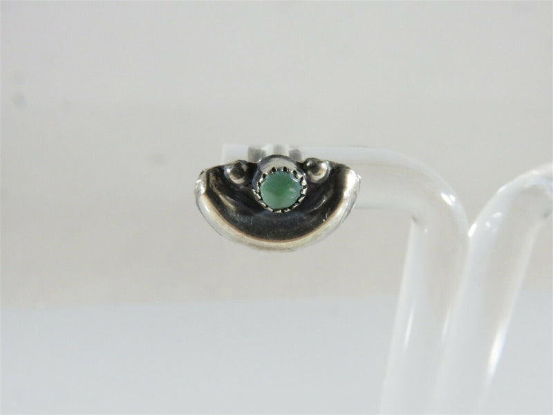 Old Early Southwestern Sterling Silver Ring & Stud Earring Set Round Turquoise - Just Stuff I Sell
