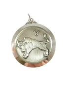 Large 1 1/2" Zodiac Taurus Sterling Silver Charm by JTC Fair Condition - Just Stuff I Sell
