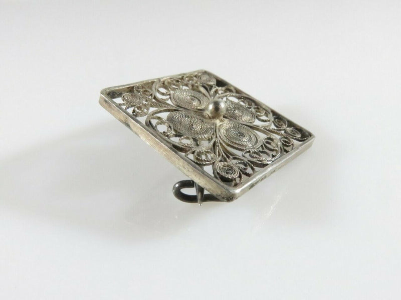 Diamond Form Scarf Pin Pierced Filigree European 800 Silver 1 1/4" 3.5g - Just Stuff I Sell