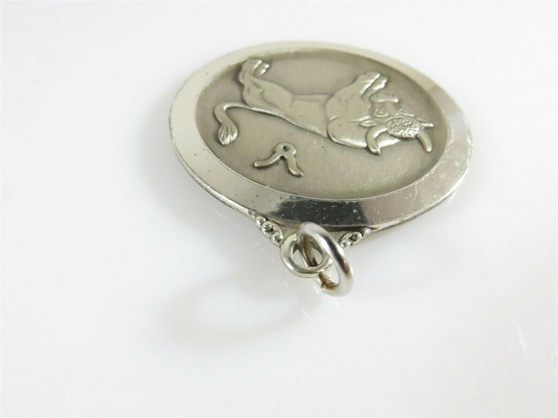 Large 1 1/2" Zodiac Taurus Sterling Silver Charm by JTC Fair Condition - Just Stuff I Sell