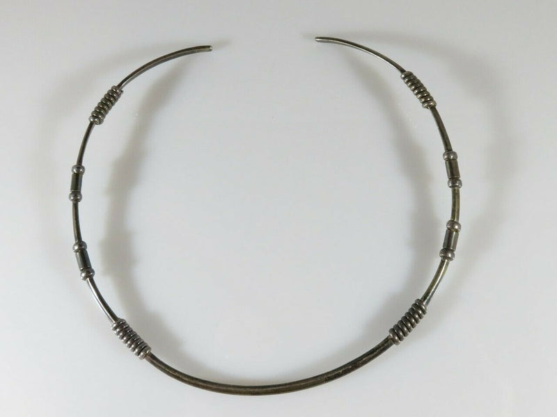 Sterling Silver Choker Taxco Mexico Style Wire Wrap Solid Silver Choker - Just Stuff I Sell